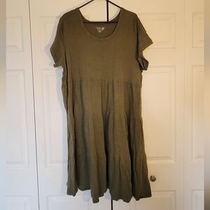 Olive Green Short Sleeve Dress